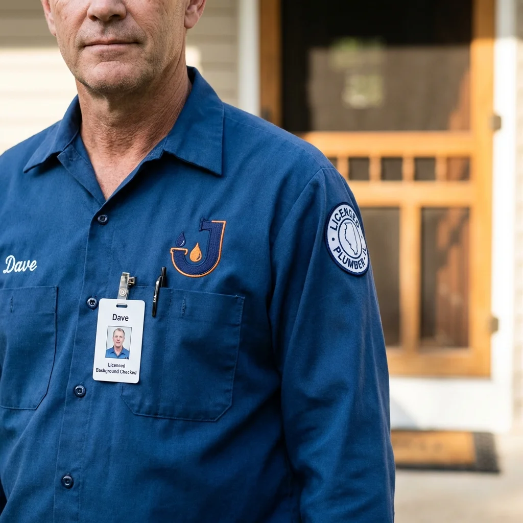 Licensed plumber showing ID badge in Sweet Home, OR