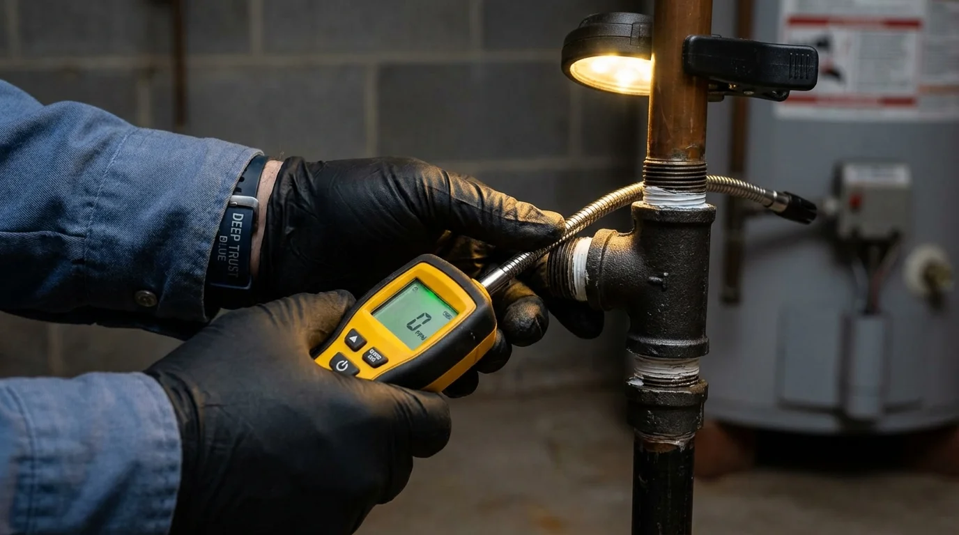 Gas leak detection with electronic sniffer by Johns Plumbing LLC in Sweet Home