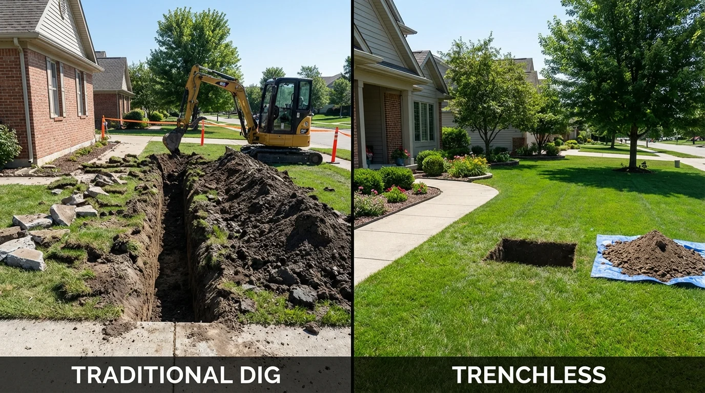Trenchless sewer repair with minimal yard damage versus traditional excavation in Sweet Home, OR